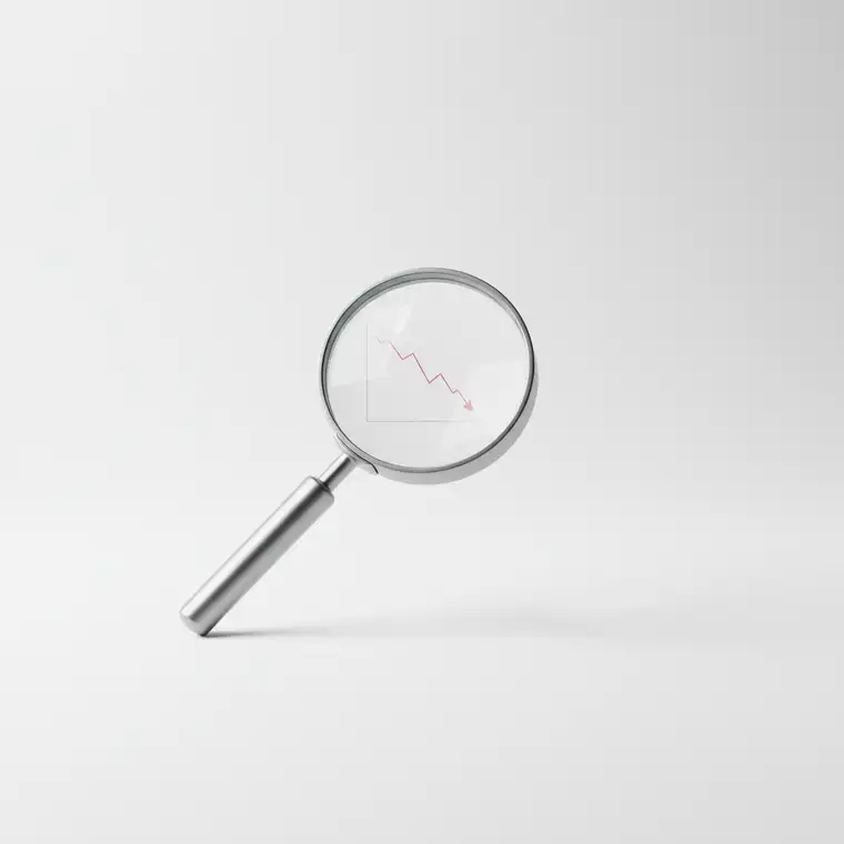 Specjalista analizuje dane kampanii Performance Max z ostatnich 14 dni na wykresach, diagnozując spadek ROAS i szukając przyczyn w zmianach budżetu oraz ruchu