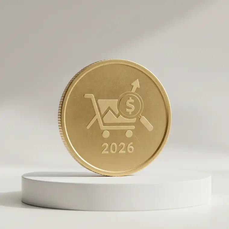 Właściciel sklepu z odzieżą analizuje koszt miesięcznej kampanii Search Google Ads dla e-commerce w 2026 roku na ekranie laptopa